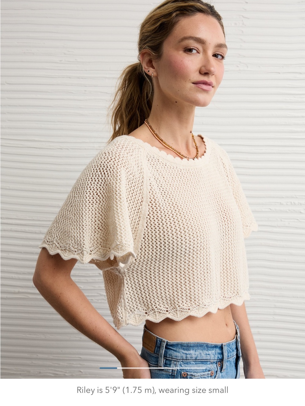 American Eagle Outfitters Off The Shoulder Crop Crotchet Tee Size XXL NWT